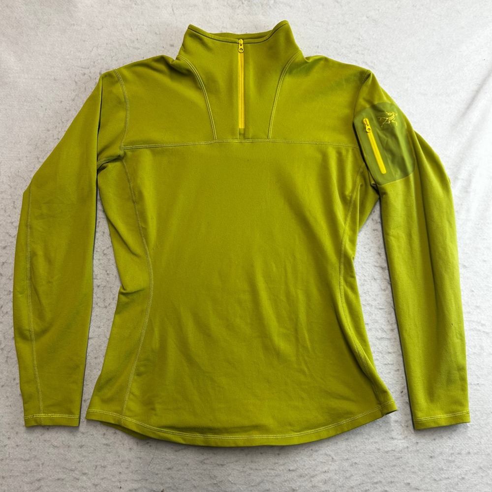 Arc'teryx Rho AR Zip Neck Women Large Green Quarter Zip Pullover
